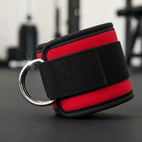 Hook-and-Loop Double D-Loop Ankle Strap Padded Ankle Training Strap Metal Rings Exercise Gear Heavy Duty