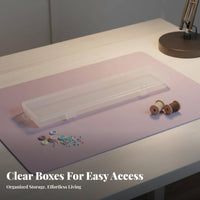 Clear Organizer Case Snap Closure Compact Stackable for Office Desk
