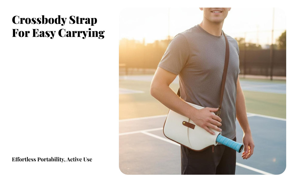 Pickleball Paddle Bag Fashionable Design Pickleball Crossbody Bag Racket Sport Accessory Adjustable Shoulder Strap Long-Lasting