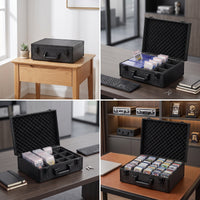 Card Storage Box with Keys Aluminum Card Storage Case Hard Shell for Players