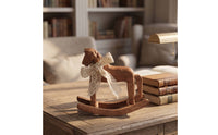 Wooden Rocking Horse Table Decoration Handcrafted Rocking Horse with Ribbon Collectible Desk Centerpiece for Shelf, Entryway