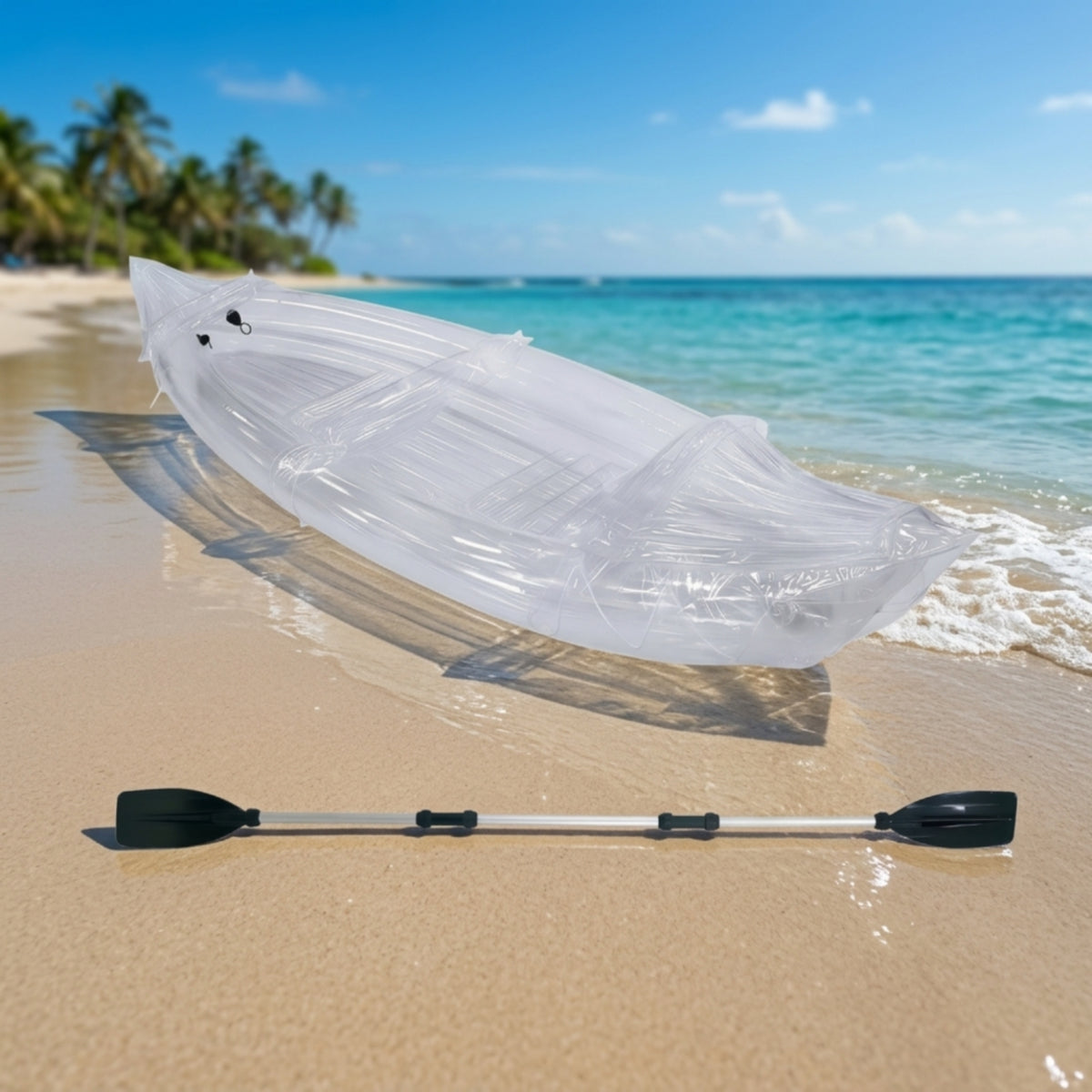 Thickened Body Transparent Watercraft Heavy-Duty 2-Person Inflatable Kayak Portable Inflatable Boat Puncture-Resistant for Outdoor Enthusiasts, Beginners, Fishing Trips, Rivers, Vacations, Beaches