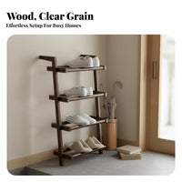 Solid Wood Wooden Shoe Rack Space-Saving Multi-Tier Shoe Shelf Japanese Design Freestanding Storage Rack Simple and Modern for Families, Homeowners, Hallway, Living Room, Bedroom, Balcony