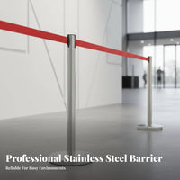 Retractable Belt Stanchion Heavy-Duty Base Stainless Steel Crowd Control Post Sturdy Construction Queue Line Barrier Post for Banks, Airports, Venues