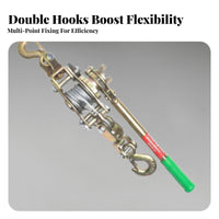 Multi-Functional Double Hook Wire Tightener Heavy Duty Wire Rope Tensioning Tool Strong Pulling Force for Farmers, Workshops, Farms, Garages
