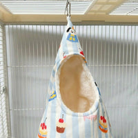 Linen Pet Hammock and Guinea Pig Bed, Triangular Guinea Pig Bed for Hamsters and Rats, Warm Fleece Lined Winter Swing with Hook Mounting