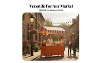 On Wheels Mobile Food Cart Multi-Purpose Street Food Stand Versatile Vendor Cart with Canopy Heavy Duty for Small Business Owners, Entrepreneurs, Caterers, Night Markets, Festivals, Craft Fairs, Retail Shops