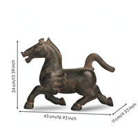 Horse Sculpture with Base Distressed Statue with Resin Finish Vintage for Office