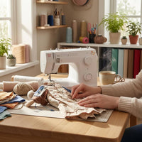 Electric Sewing Machine 23 Stitch Patterns Desktop Sewing Machine Home Craft Tool Compact Stitching Device White