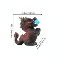 Dragon Figurine with Orb Tabletop Ceramic Dragon Decor for Bookshelf