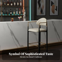 Modern design Upholstered Highrear Stool with Arms Footrest Included Bar Chair Soft paded Seat Seating Furniture Easy to Clean for Business Owners, Adults, Homeowners, Restaurant, Cafe, Bistro, Kitchen Counter