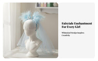 Princess Ribbon Hair Fastener Fairy Look Tulle Ribbon Hair Fastener Crown Feather Barrette Elegant Design Headdress Perfect Gift