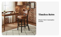 Riveted Backrest Stool Vintage Bar Counter Stool Chair Studded Detailing Seating Furniture for Adults, Cafe Owners, Restaurant, Coffee Shop