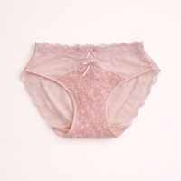 Women's Underwear with Lace Trim and Gusset for Everyday Wear, Breathable Mesh Knickers with Wide Waistband for Daily Use
