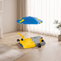 Outdoor Sand and Water Table with Umbrella Shaded Water Play Table with Excavator Summer Toy Divided for Backyard