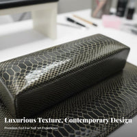 Soft Padding Snakeskin Pattern Hand Rest and Mat Easy to Clean Manicure Hand Pillow Comfortable for Manicurists, Clients, Home, Travel