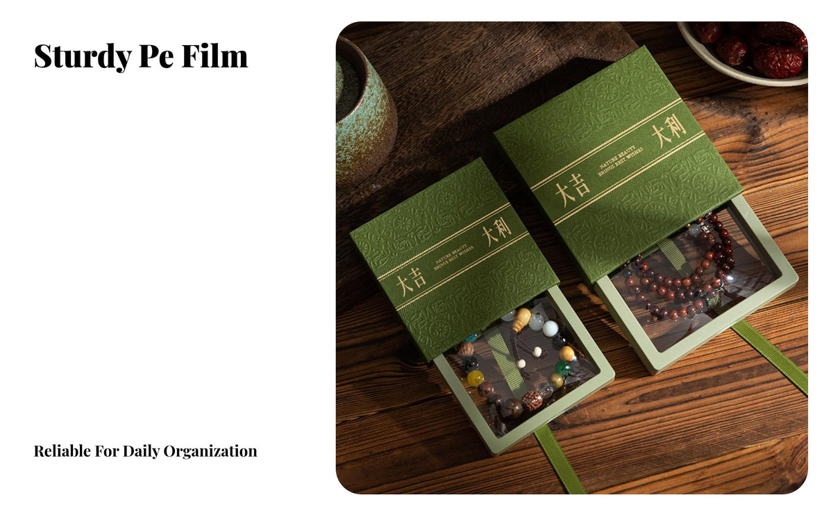 New Year Theme PE Film Shadow Box Hot-Stamped Accents Floating Film Jewelry Box Dustproof for Hobbyists, Adults, Holidays, Home Decoration