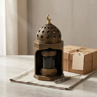 Resin Incense Burner Gilded Bronze Finish Decorative Resin Ornament Moon Shaped Finial