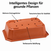 Rectangular Flower Box, Terracotta-Look Planter, Balcony Box with Drainage, 240ml, 5 Pieces, for Flowers & Herbs