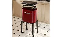 Slim Trash Bin with Wheels Mobile Lidded Trash Can Compact Waste Bin with Lid Secure for Kitchen