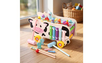 Early-Learning Pounding Bench with Hammer Rainbow Shape Sorter with Pegs Colorful Wooden Shape Sorter Easy-to-Hold for Toddlers, Kids, Daycare