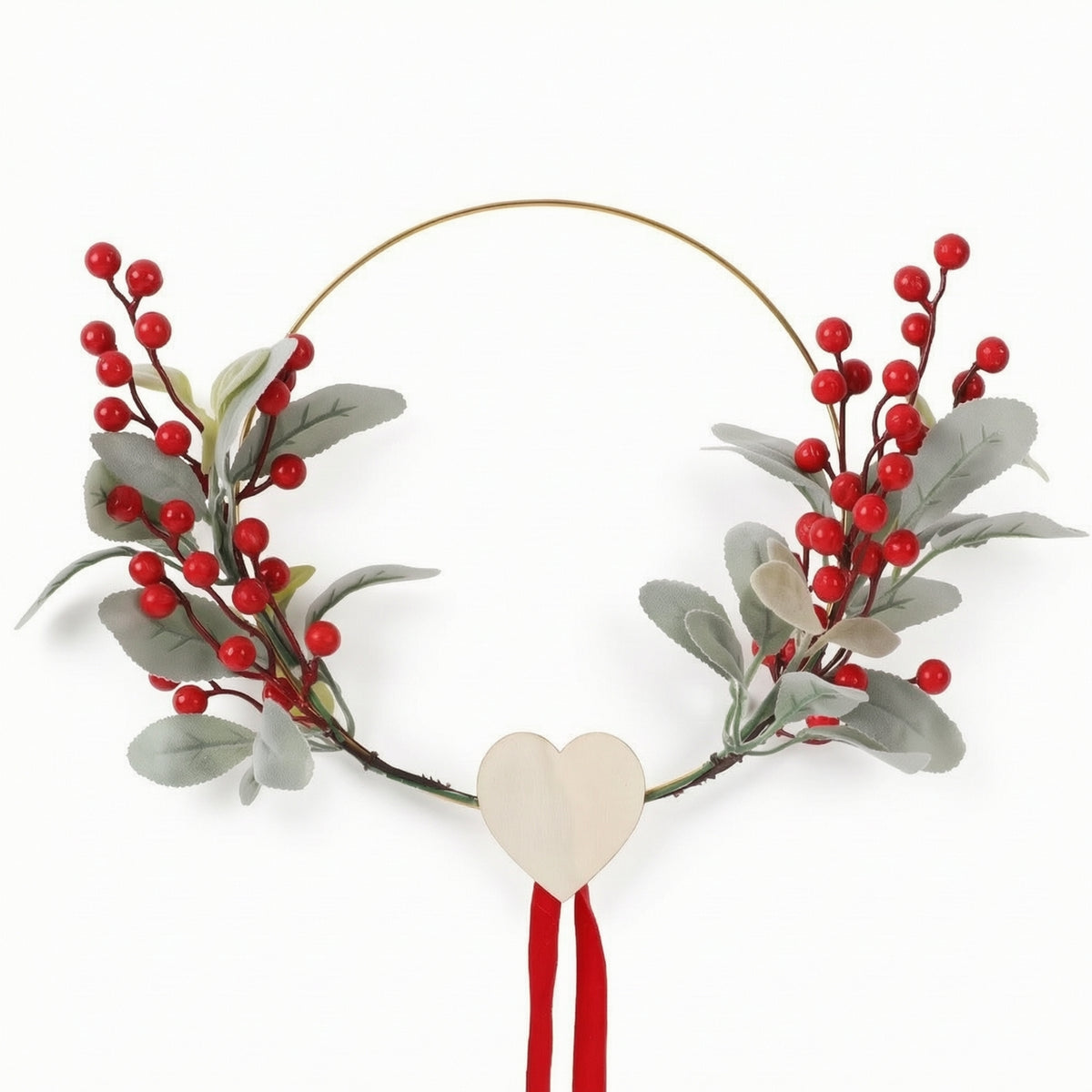 Wreath with Heart Ornament Decorative Wreath with Hanging Loop Low Maintenance Decor for Door