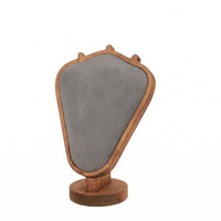 Walnut-Tone Wooden Necklace Display Stand Three Hooks Necklace Display Stand Two-sidedSided Wooden Jewelry Bust Decorative Front Panel