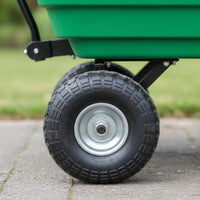 75L Capacity Garden Dump Cart All-Terrain Wheels Poly Garden Dump Cart Pneumatic Tires Heavy Duty Yard Wagon Pivoting Handle for Farmers, Landscapers