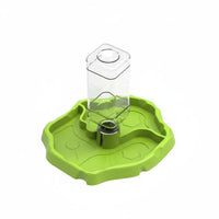 2-in-1 Design Turtle Food and Water Dish Easy to Clean Weighted Pet Waterer Bowl Stable Base Rock-Look Feeding Station Shallow Rim for Reptiles, Turtles, Lizards, Vivarium
