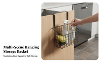 No Installation Required over the Door Basket Easy to Install Cabinet Door Storage Rack Space Saving for Renters, Kitchen, Bathroom, Bedroom