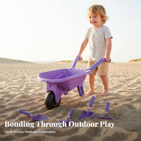 children's Wheelbarrow Toy Set Sturdy Thickened Kids Garden Wagon Tool Set Child Design Beach Excavate Ging Tool Kit for Children, Girls, Backyard