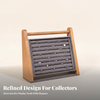 Grooved Surface Band Display Stand Wooden Frame Angled Jewelry Display Stand Countertop