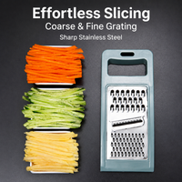 Multi-Function Vegetable Grater, 4 Blade Kitchen Grater for Salads, Fine Coarse Shredding Julienne Stainless Steel Grater