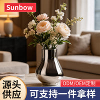 Minimalist Mirror Art Vase Silver Geometric Shape Home Decor