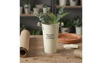 Metal Bucket Vase Multifunctional Tin Flower Pot Wooden Handles Rustic Metal Bucket for Desktop, Living Room