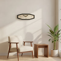 Hexagonal Wall Clock Elegant Clock with Woodgrain Dial Large Slim Profile for Living Room, Home Office