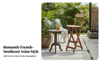 Foldable Folding Stool with Woven rearrest French & design Folding Counter Stool with rearrest Southeast Asian influenced Tall Chair Space-Saving for Cafe Owners, Restaurant Managers, Dessert Shop, Kitchen Island, events, Balcony