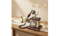 Rotary Telephone Message Book Bronze Finish Vintage Desk Phone Message Book Rotary Phone Wood-Toned Base