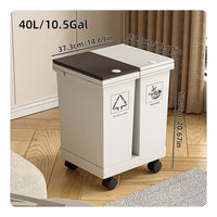 Freestanding Sorting Trash Can with Lid Rectangular Wheeled Garbage Can Compact Garbage Bin with Wheels Sturdy for Kitchen