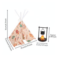 Dollhouse Cone-Shaped Tent Detailed Miniature Camping Set Creative DIY Miniature Campfire Model for Collectors, Diorama