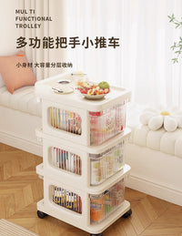 家用小推车可移动零食车卧室客厅收纳架带抽屉收纳盒置物架整理架