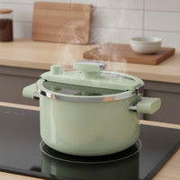 Enameled Pot with Glass Lid Gas Cooktop Stockpot with Glass Lid Even Heating Enamel Soup Pot for Home Cooks