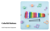 Clear, Rich Sound 15-Note Colorful Metallophone Well-Tuned Cased Xylophone Set Child-Safe Mallets Glockenspiel Color-Coded Notes for Preschoolers, Music Beginners, cateand proceedryroom, Kindergarten, Daycare Centers, Playroom