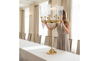 Multi-Arm 9-Head Candelabra Elegant Design Tall Gold Candle Stand Wedding Table Candelabra for Banquet, Party, Hotel Lobby