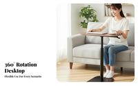 rotating Top Adjustable C-Shaped Table Multi-Functional Household Furniture Space-Saving Design Easy to Assemble for Home Office Workers, Students, Apartment Dwellers, Living Room, Bedroom, Small areas