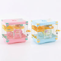 Double Layer Hamster Cage for Dwarf Hamsters, Portable Wire Multi-Level Habitat, Two-Tier Beginner Small Animal Cage Suitable for Your Animals