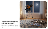 High Magnification 70mm Opening Tele Easy Assembly Astronomical Tele with Tripod Fully Multi-Coated Lens Optical Instrument Phone Mount Compatible for Beginners, Amateur Astronomers, Moon Watching, Educational Purposes, Backyard, Outdoor