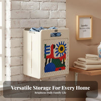 Large Capacity Suction Cup Laundry Basket Space Saving Foldable Laundry Basket Artistic Print for Families, Kids, Bedroom, Closet, Dorm Room