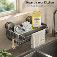 Sink Metal Over the Dish Drying Rack, Versatile Draining with Tray for Kitchen Countertop, No-Drill Cloth Holder, Rectangular Organizer for Students