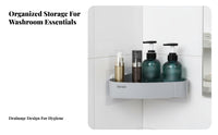 Easy to Install No Drill Storage Rack Space Saving Corner Shelf Waterproof for Renters, Students, Washstand, Kitchen